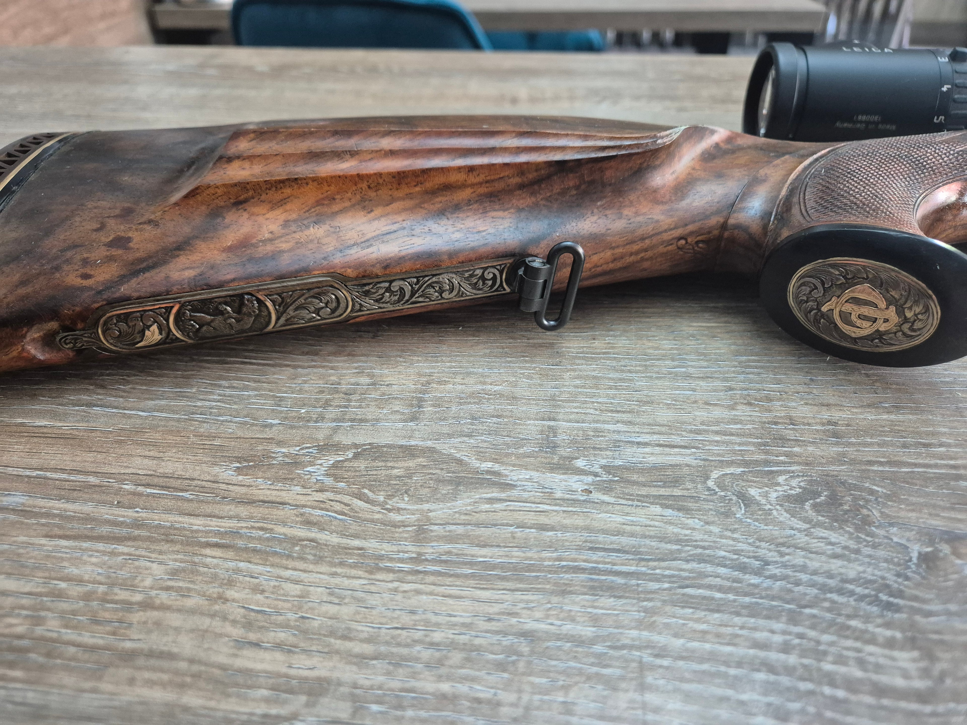 Dublu Express Heym, cal 30R Blaser, obrazar stanga, Leica Magnus 1-6.3x24