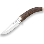 Cutit JOKER Luchadera lama 11cm, maner corn de cerb, toc din piele, CC71