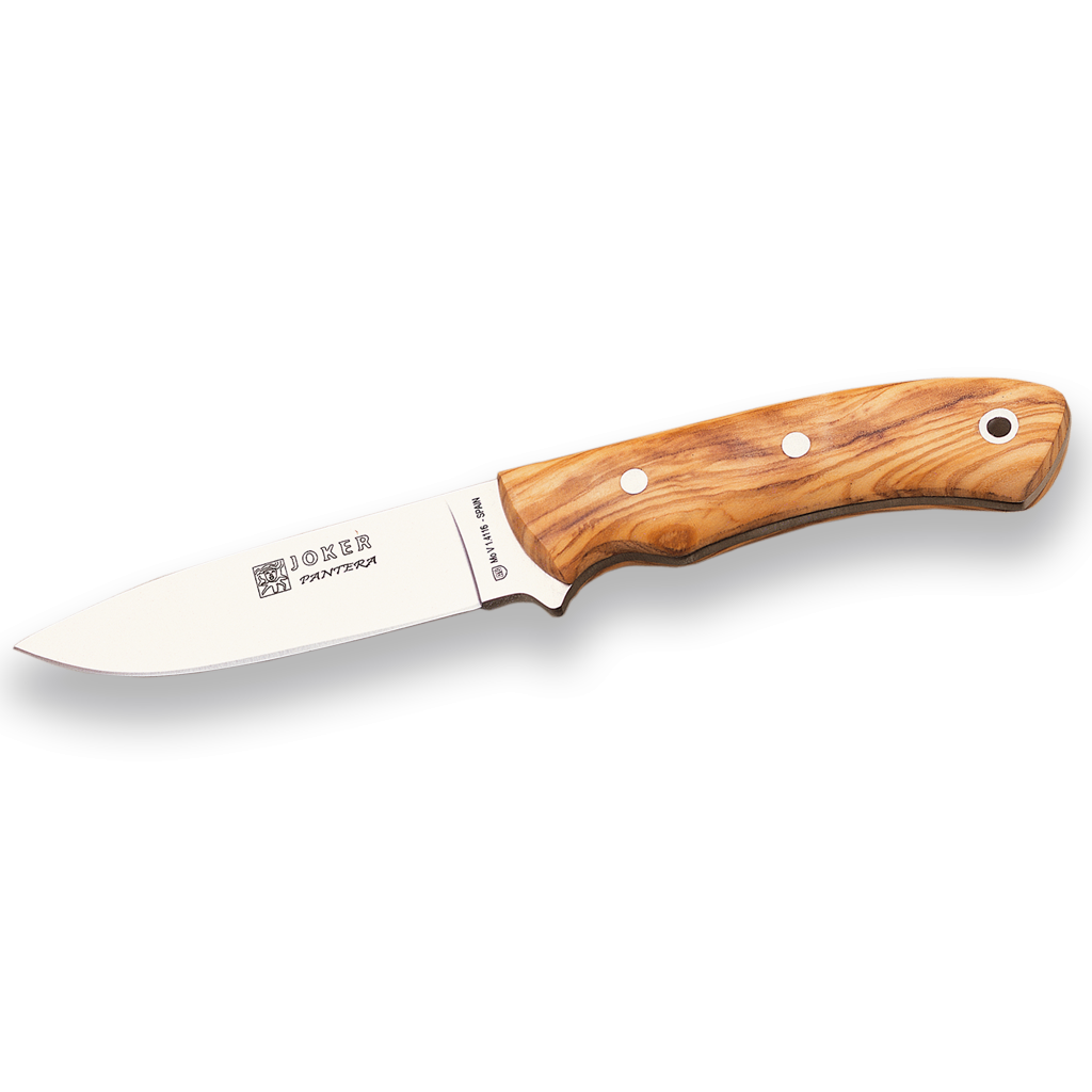 Cutit JOKER Pantera lama 9,5cm, lemn de măslin, toc din piele, CO17