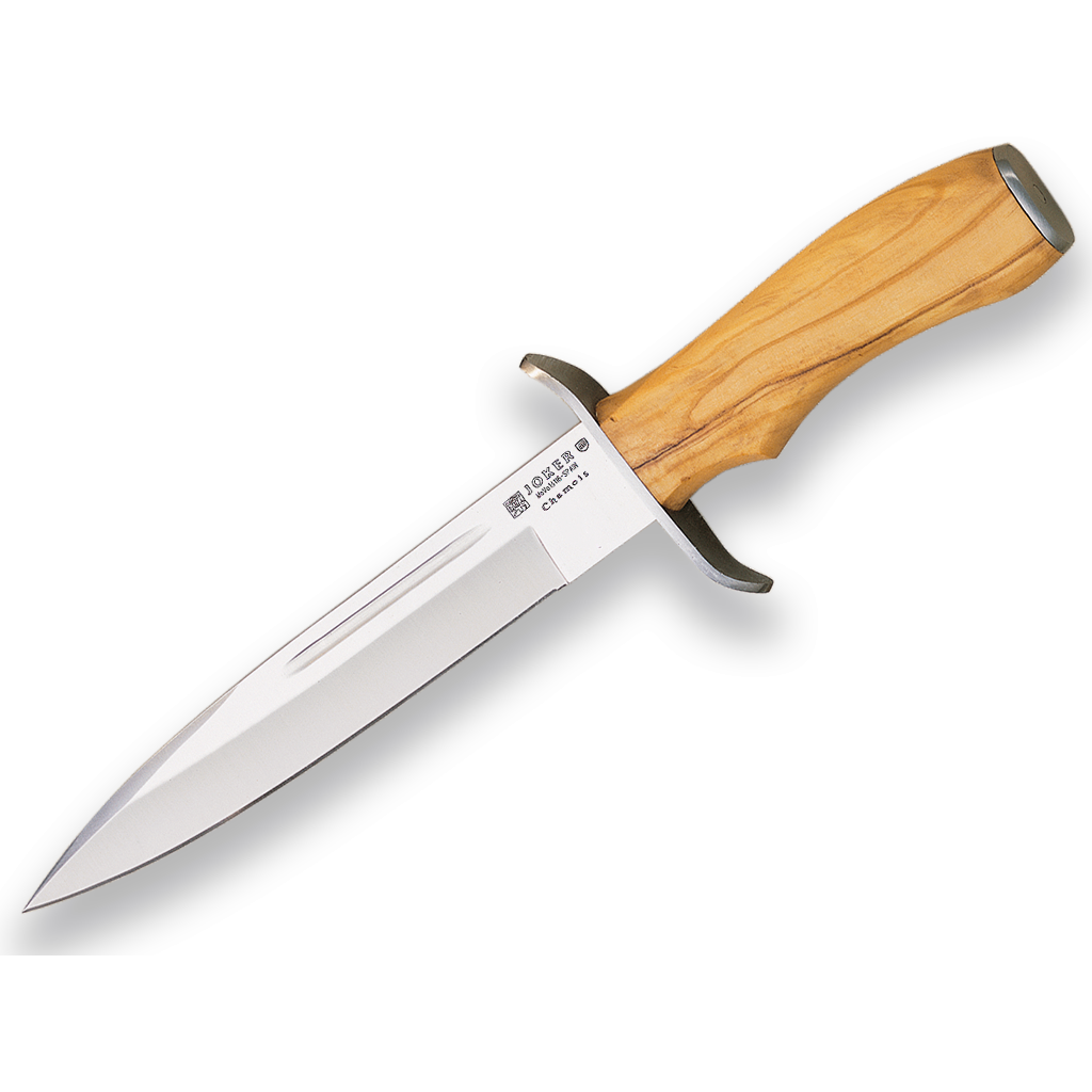 Cutit JOKER Chamois lama 18cm, lemn de măslin, toc din piele