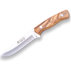 Cutit JOKER Arrui lama 12cm, lemn de măslin, toc din piele
