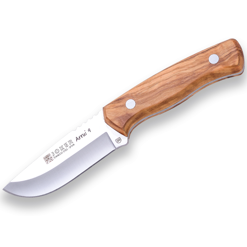 Cutit JOKER Arrui lama 9cm, lemn de măslin, toc piele, CO64