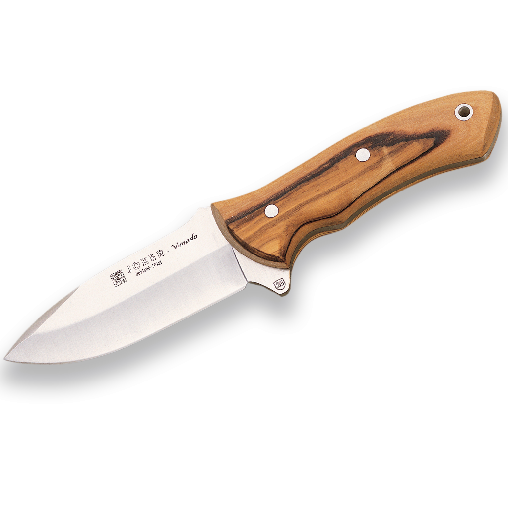 Cutit JOKER Venado lama 11cm, lemn de măslin, toc din piele