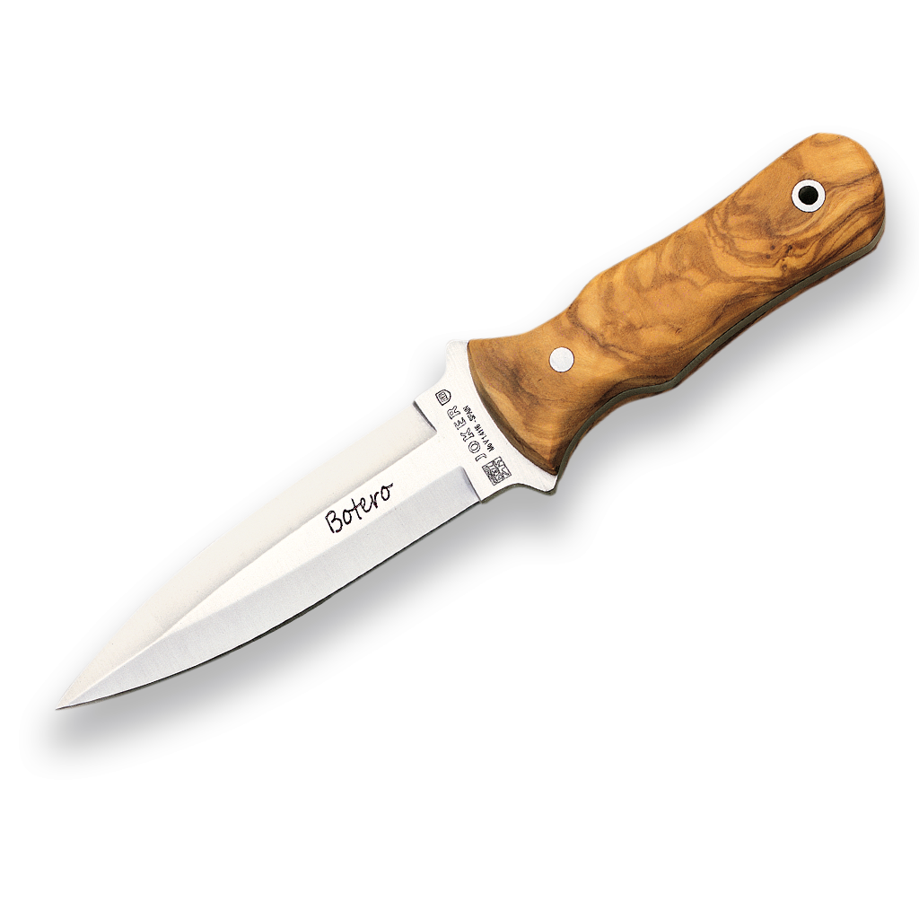 Pumnal JOKER Botero lama 11,5cm, lemn de măslin, toc din piele